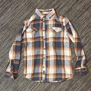 Burnside Kids Plaid Button Down Shirt - Blue, Brown, Cream
